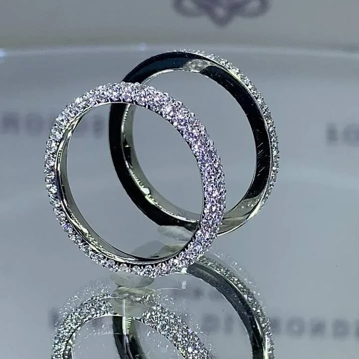 Handmade 3.5CT Three Rows Diamond Eternity Band