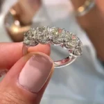 Handmade 5-stone Half Eternity Cushion Cut Wedding Band