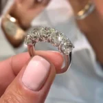 Handmade 5-stone Half Eternity Cushion Cut Wedding Band