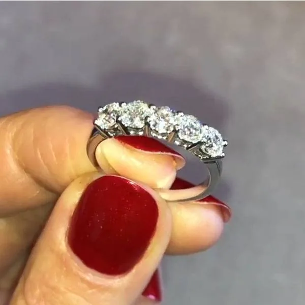 Handmade 2.5 CT Five-stone Diamond Eternity Band in Yellow Gold