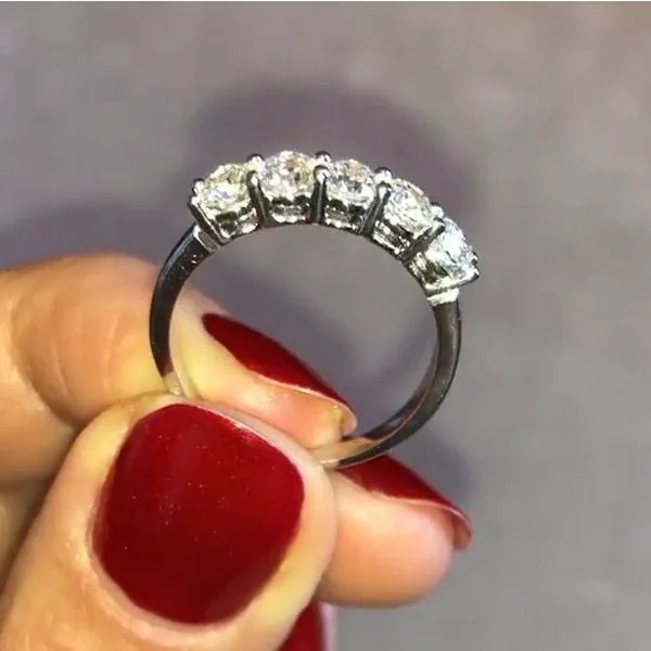 Handmade 2.5 CT Five-stone Diamond Eternity Band in Yellow Gold