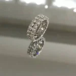 Handmade 4.5 CT Double Rows Round Briliant Cut Wedding Band in Silver