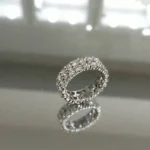 Handmade 4.5 CT Double Rows Round Briliant Cut Wedding Band in Silver