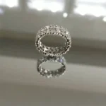 Handmade 4.5 CT Double Rows Round Briliant Cut Wedding Band in Silver