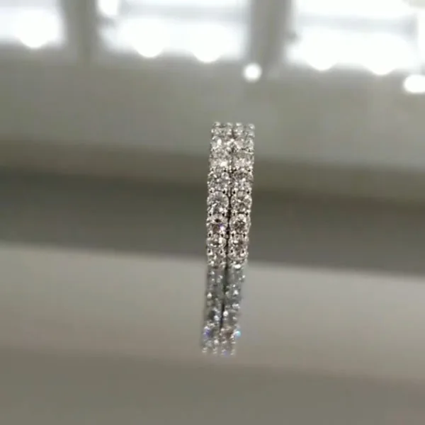 Handmade 4.5 CT Double Rows Round Briliant Cut Wedding Band in Silver