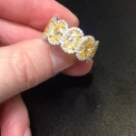 Handmade 3.5CT Fancy Yellow Oval Cut Wedding Eternity Band