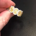 Handmade 3.5CT Fancy Yellow Oval Cut Wedding Eternity Band