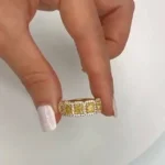 Handmade 4.27CT Fancy Yellow Radiant Cut Anniversary Eternity Band