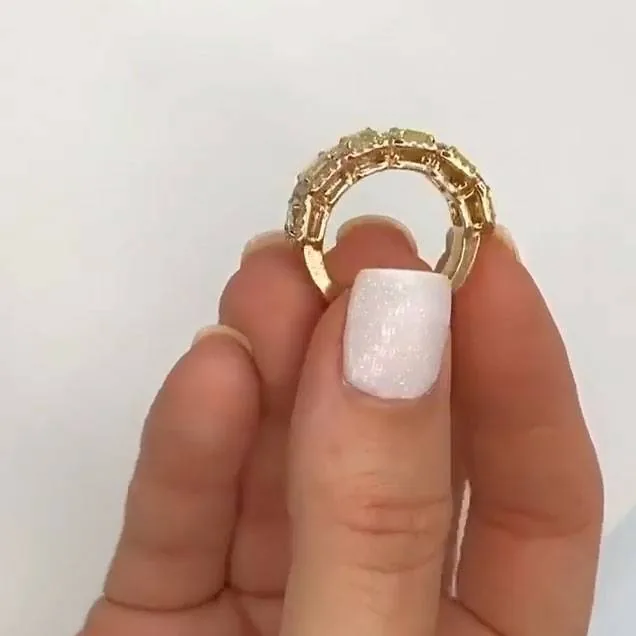 Handmade 4.27CT Fancy Yellow Radiant Cut Anniversary Eternity Band