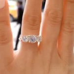Handmade 1.3 CT Three Stone Promising Ring