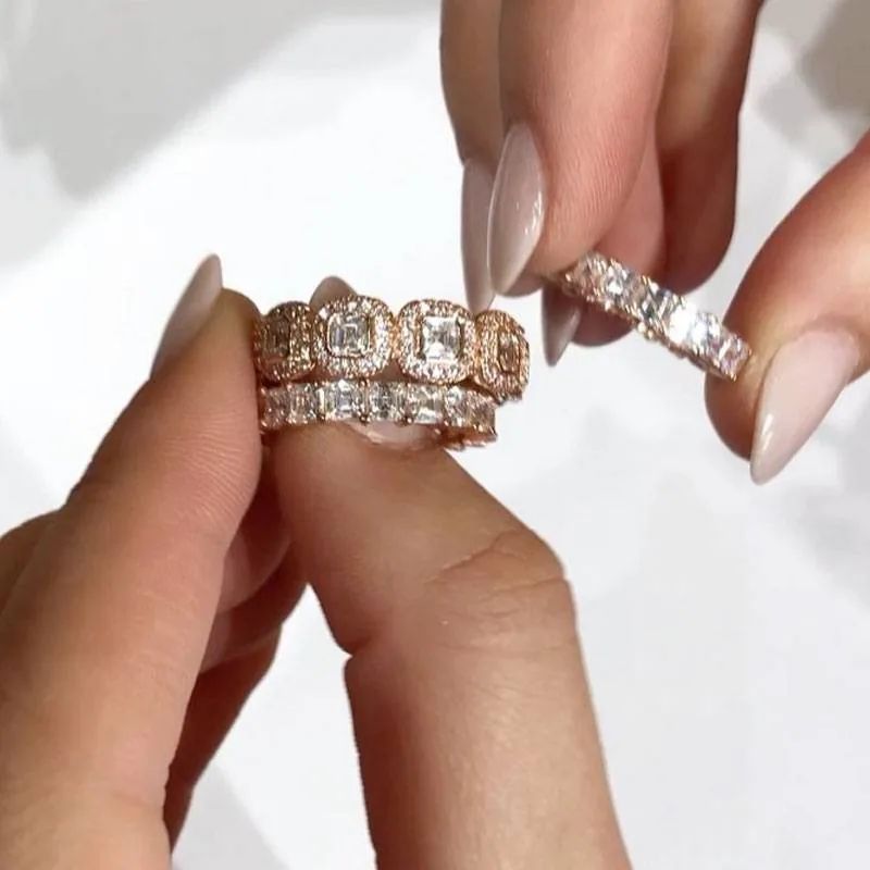 Handmade 3pcs Stacking Ring Set Wedding Band
