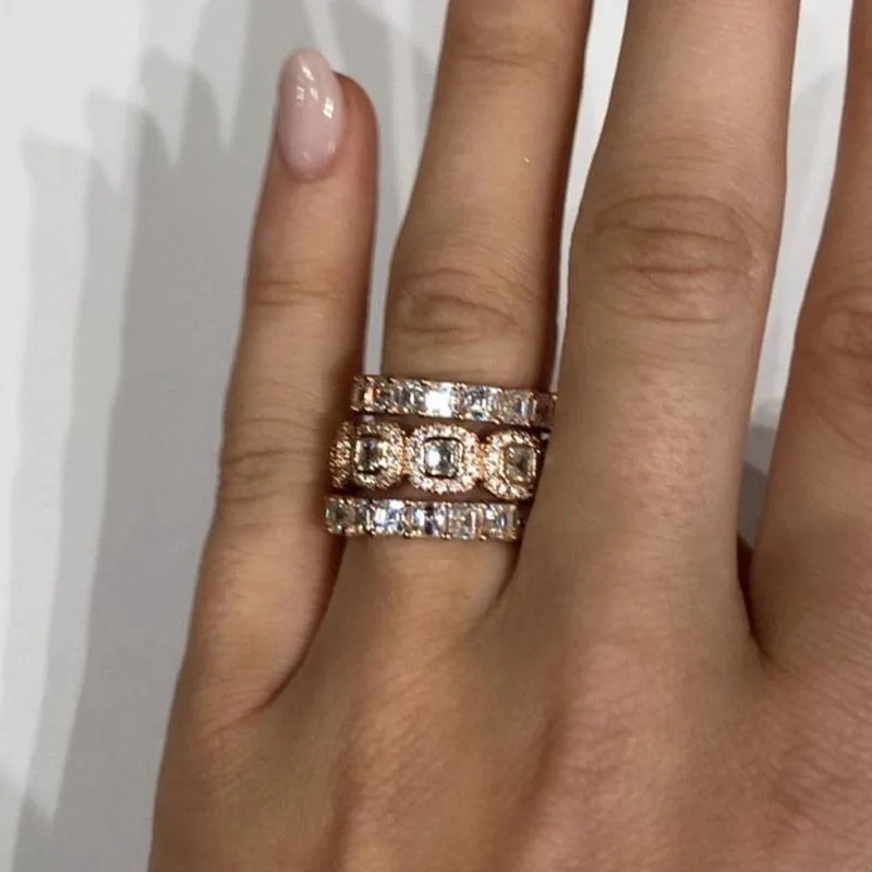 Handmade 3pcs Stacking Ring Set Wedding Band