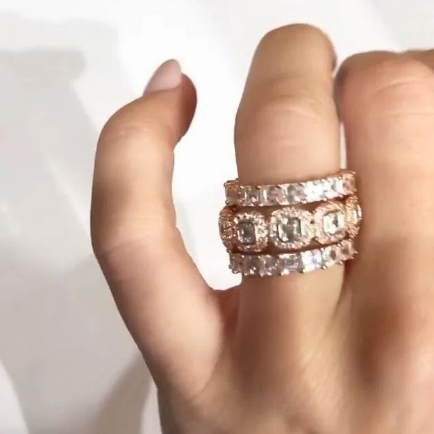 Handmade 3pcs Stacking Ring Set Wedding Band