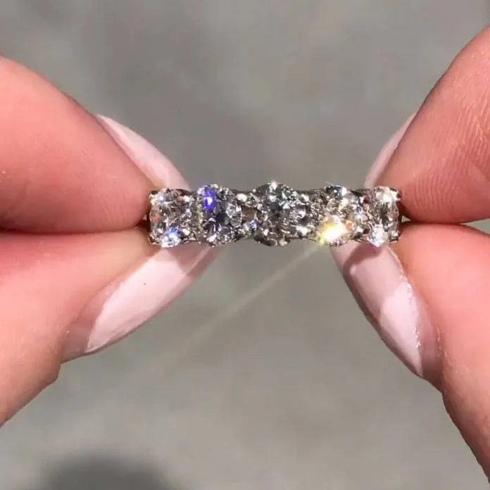 Handmade 2.5CT Five-stone Round Brilliant Cut Wedding Anniversary Band