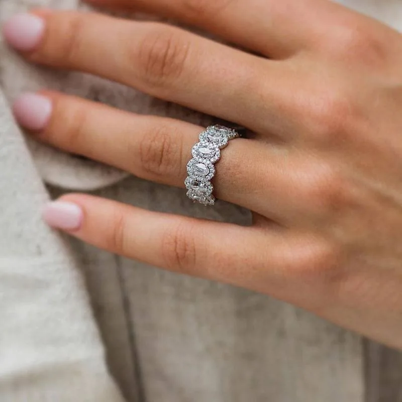 Handmade 1.65 CT Half Oval Cut Wedding Anniversary Band