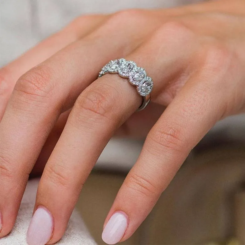 Handmade 1.65 CT Half Oval Cut Wedding Anniversary Band