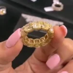 Handmade Fancy Yellow Cushion Cut Eternity Band