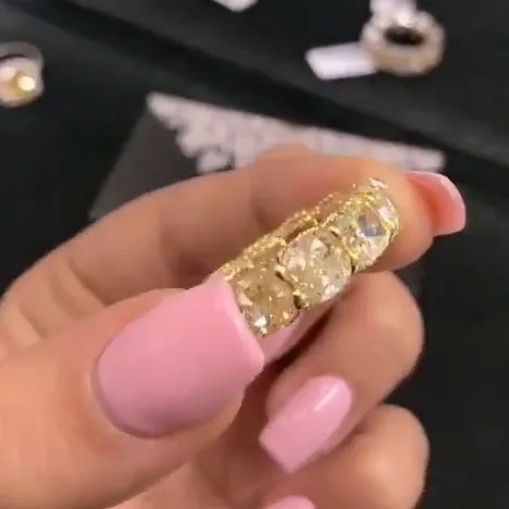 Handmade Fancy Yellow Cushion Cut Eternity Band