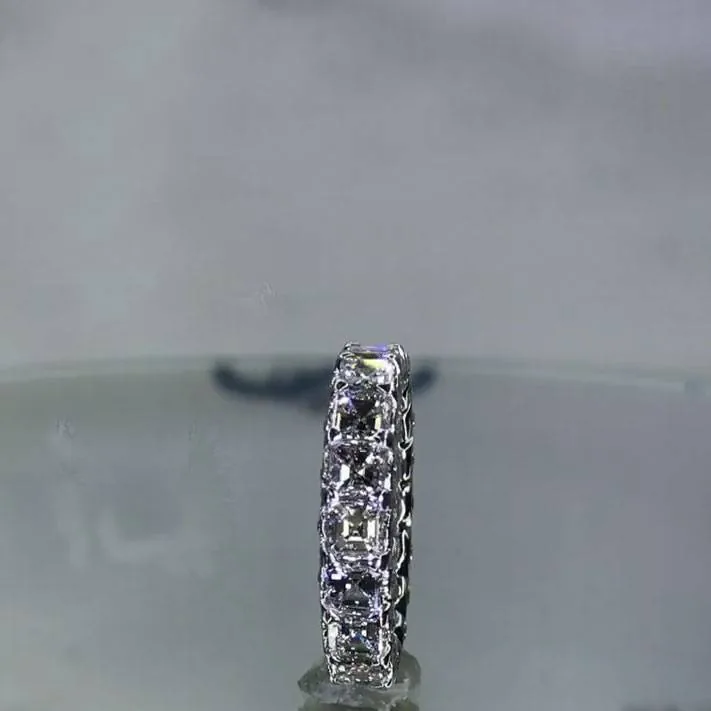 Handmade Asscher Cut Sterling Silver Anniversary Band
