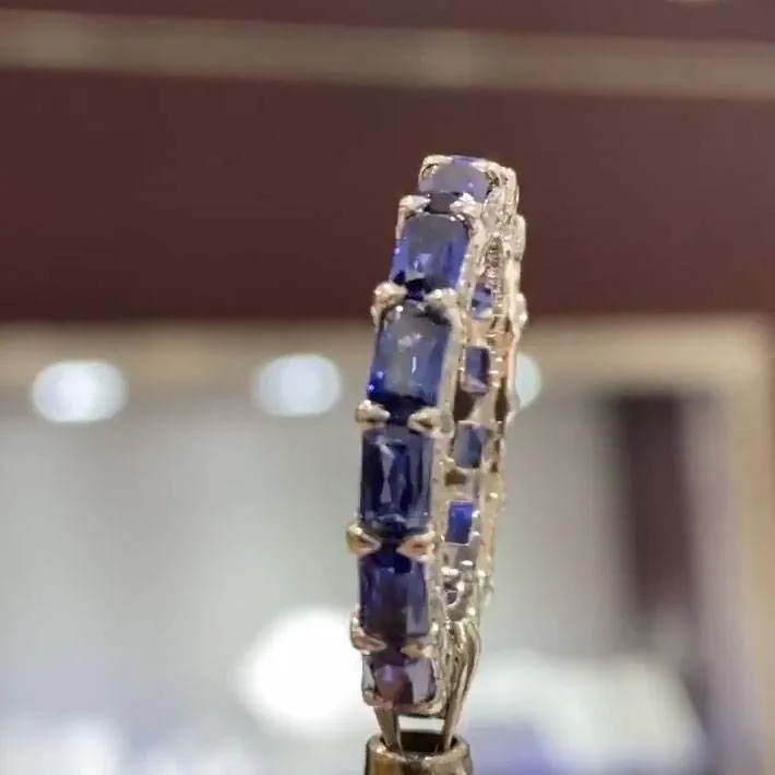 Handmade Blue Sapphire Wedding Eternity Band