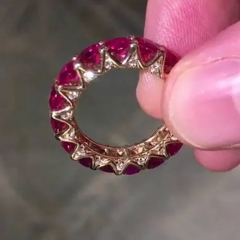 Handmade 3.5CT Ruby Eternity Ring Wedding Anniversary Band