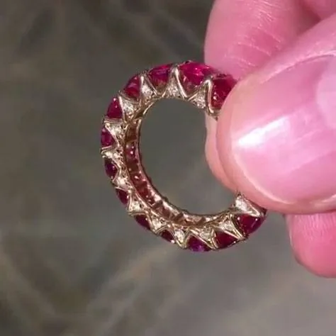 Handmade 3.5CT Ruby Eternity Ring Wedding Anniversary Band