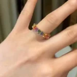 Handmand 3.75CT Emerald Cut Rainbow Eternity Band