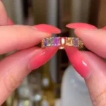 Handmand 3.75CT Emerald Cut Rainbow Eternity Band