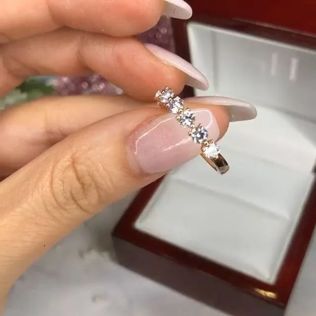 Handmade Three-Prong Setting Sapphire Eternity Band Anniversary Ring