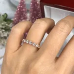 Handmade Three-Prong Setting Sapphire Eternity Band Anniversary Ring