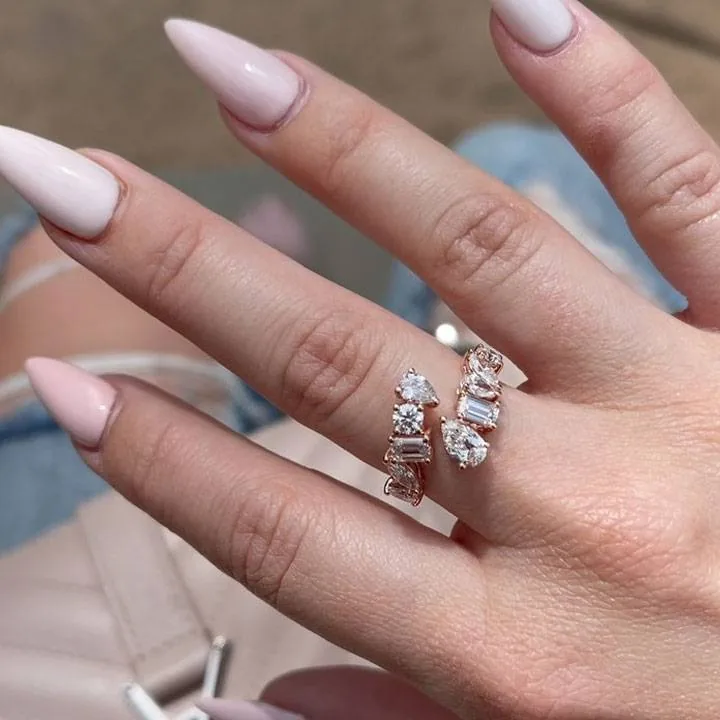 Fashion Multi-Diamond Open Ring Wedding Anniversary Band