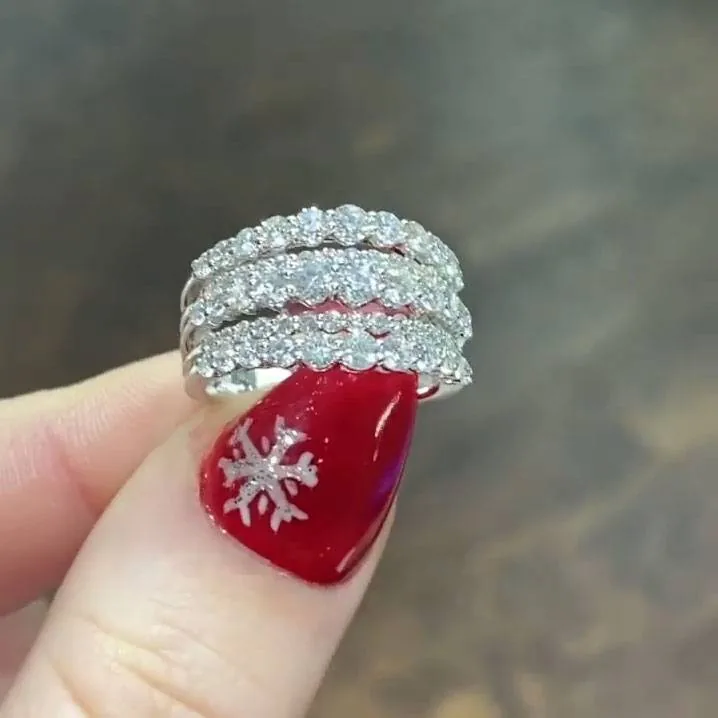 Handmade Multi-Rows Round Sapphire Pave Setting Ring