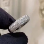 Handmade Micro Pave Setting White Sapphire Wedding Anniversary Band Ring