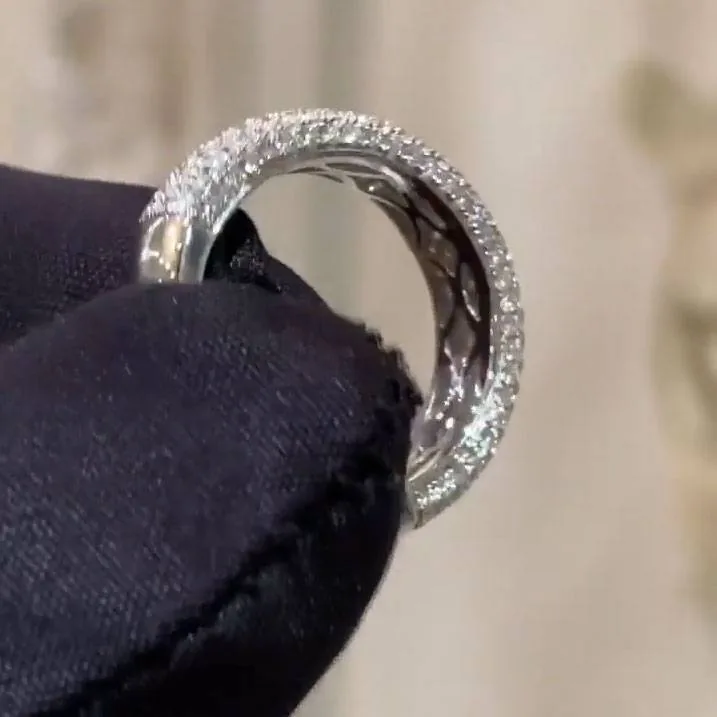 Handmade Micro Pave Setting White Sapphire Wedding Anniversary Band Ring