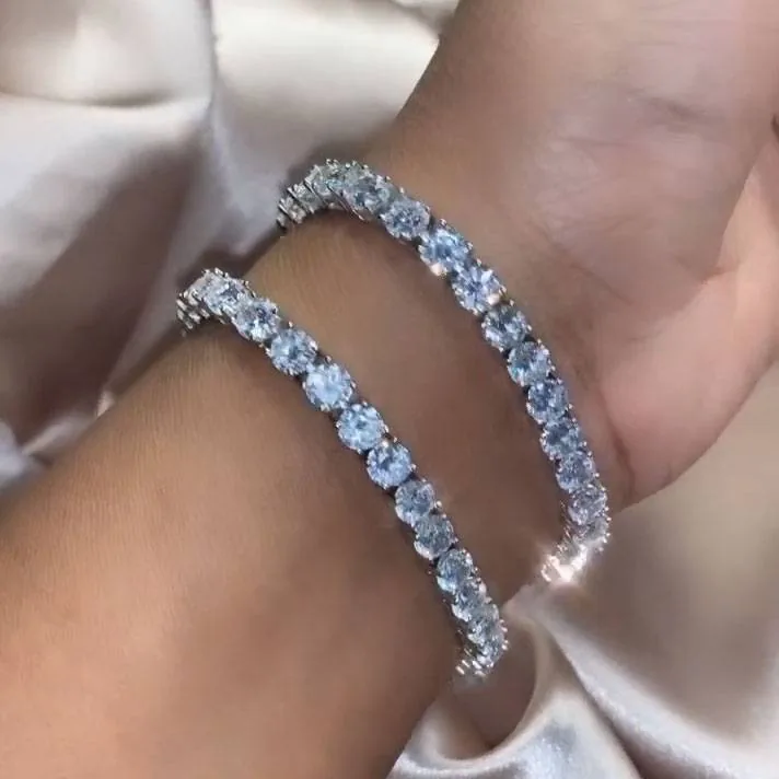 Handmade 4mm Round Brilliant Diamond Tennis Chain Bracelet