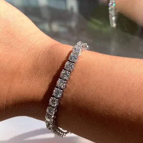 Handmade 4mm Round Brilliant Diamond Tennis Chain Bracelet