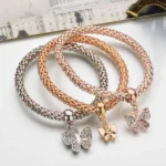 Butterfly Shape Tricolor Alloy Bracelet Set