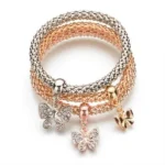 Butterfly Shape Tricolor Alloy Bracelet Set