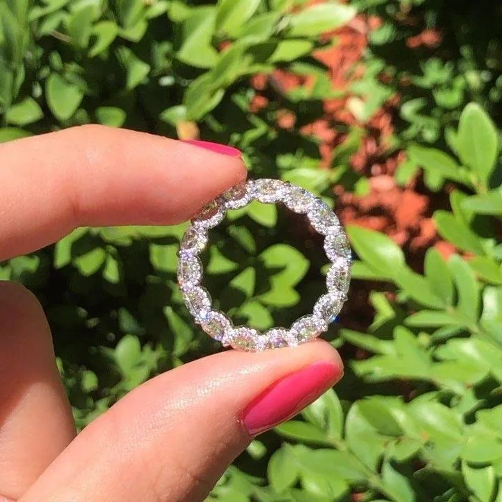 Handmade Round Cut Eternity Sterling Silver Band