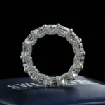 Handmade Round Cut Eternity Sterling Silver Band