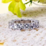 Handmade Round Cut Eternity Sterling Silver Band