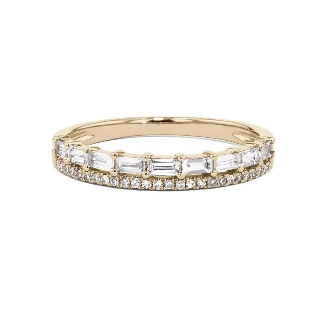 Handmade Split Baguette Wedding Women's Band
