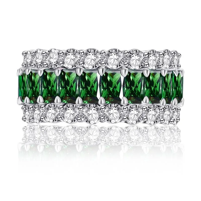 Handmade Green Sapphire Radiant Cut Eternity Band Ring