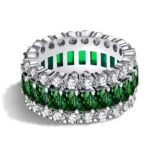 Handmade Green Sapphire Radiant Cut Eternity Band Ring