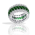 Handmade Green Sapphire Radiant Cut Eternity Band Ring