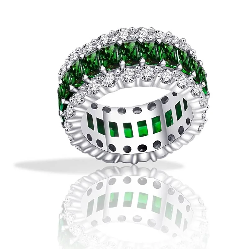 Handmade Green Sapphire Radiant Cut Eternity Band Ring