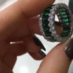 Handmade Green Sapphire Radiant Cut Eternity Band Ring