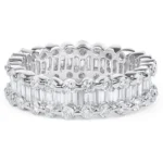 Handmade Baguette and Round Shape Eternity Wedding Band