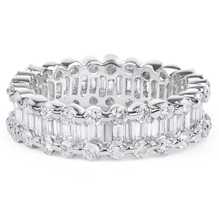 Handmade Baguette and Round Shape Eternity Wedding Band