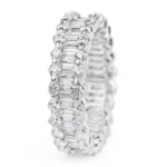 Handmade Baguette and Round Shape Eternity Wedding Band